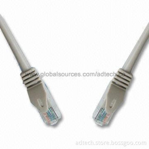 Molded UTP CAT6 Patch Cord in Gray, Supports Ethernet, Quick Ethernet and ATM
